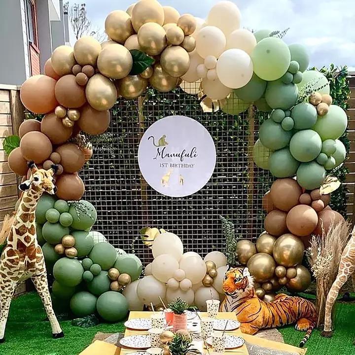 Jungle Forest Theme Sage Green Balloons Arch Garland Kit Kids Boys Birthday Party Decorations