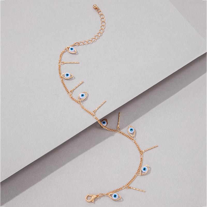 Minimalist Colorful Devil's Eye Pendant With Tassel Foot Chain for Women's Jewelry Minimalist Fashion Anklet