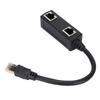 Ethernet Splitter Practical Stable Reliable Durable Black CAT8 Network Cable Adapter for Home Office