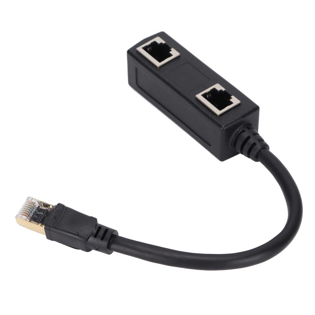 Ethernet Splitter Practical Stable Reliable Durable Black CAT8 Network Cable Adapter for Home Office