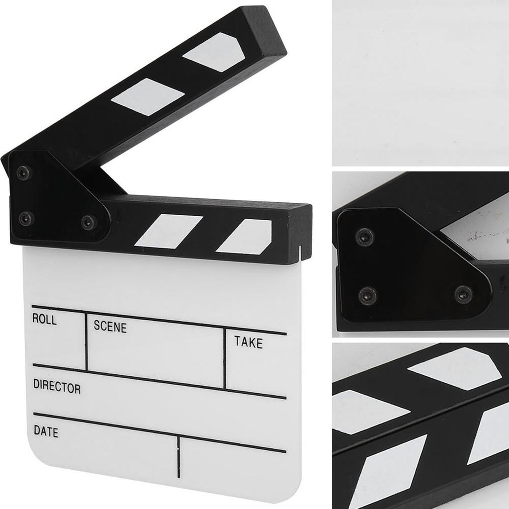 Mini Acrylic Director Scene Clapperboard TV Movie Action Board Film Cut Prop with Pen