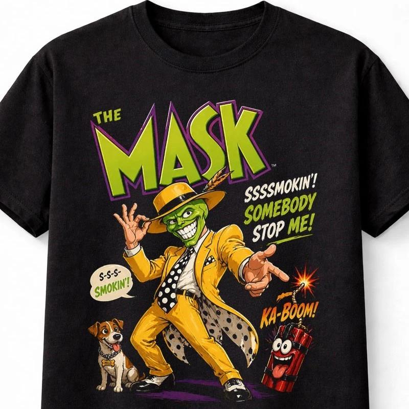 The Mask Jim Carrey Smokin Comedy Movie Graphic Unisex TShirt S