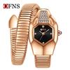SANDA Women's Luxury Snake Head Bracelet Watch with Roman Mother-of-Pearl Dial, Diamond Accents, English Two-Hand, 30M Water Resistant.