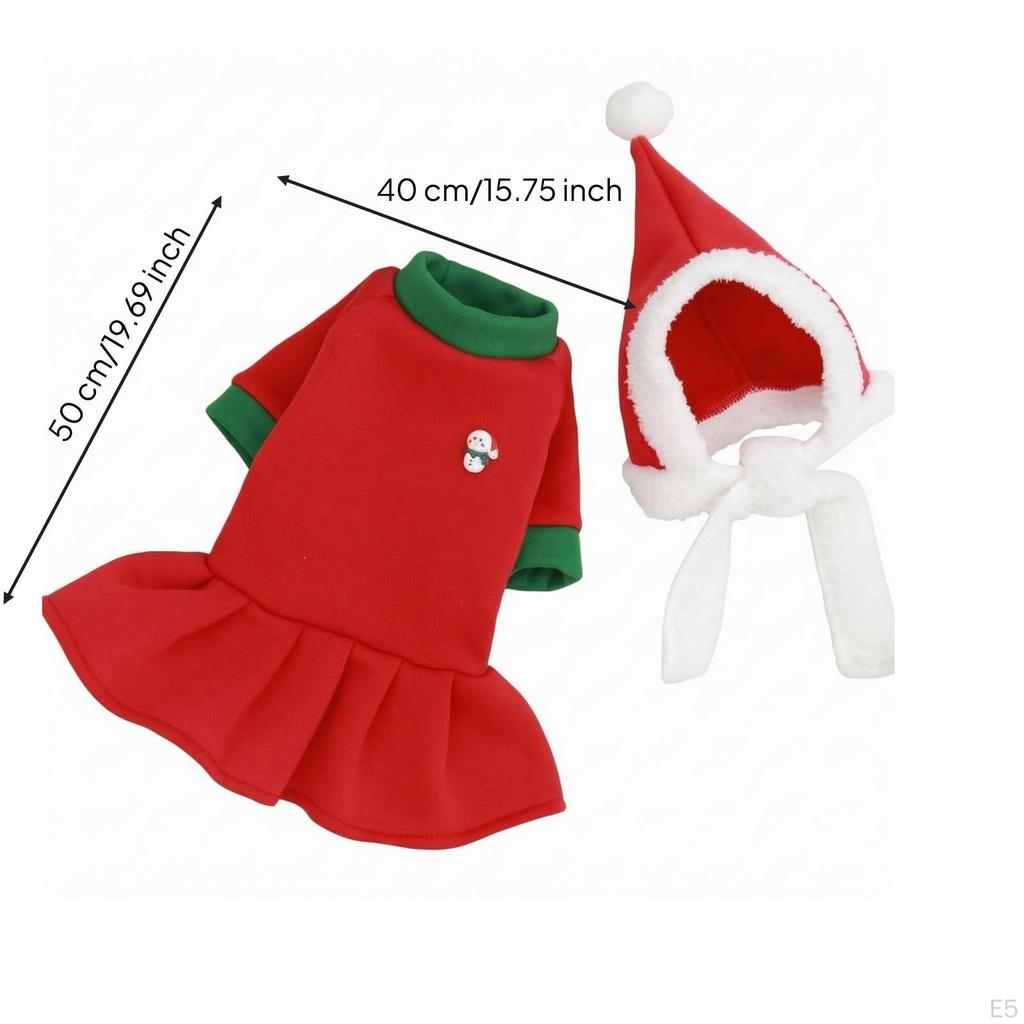 Festive Pet Costume with Hat | Soft Material Construction, Warm Coldcoldweather Gear, TwoPiece