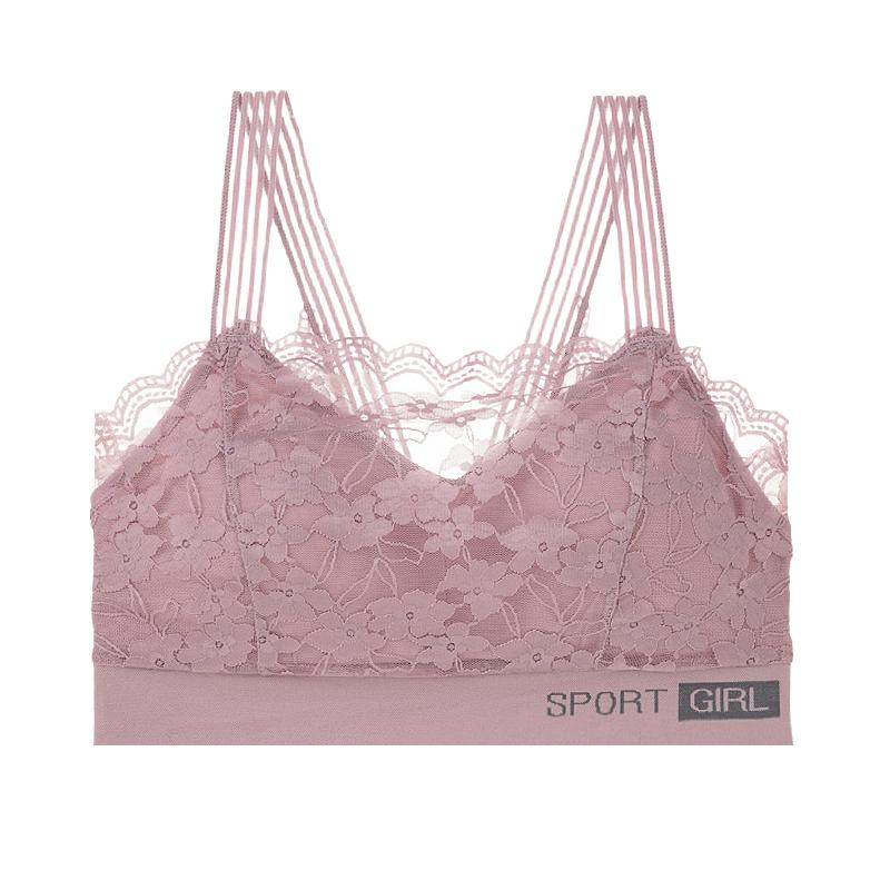 

Кружевной беспроводной спортивный бюстгальтер во французском стиле, женское сексуальное нижнее белье без спинки, внутреннее белье для девочек, бюстгальтер без бретелек XL/2XL фиолетовый