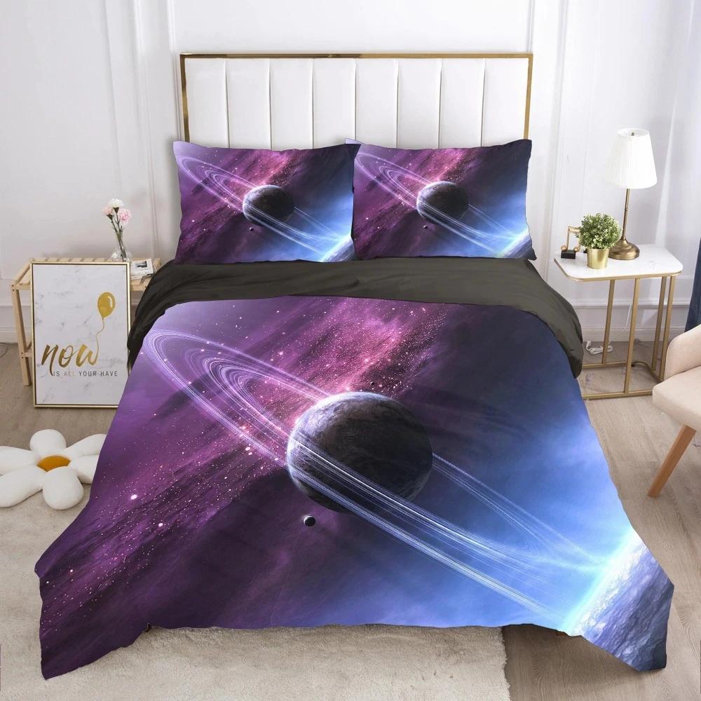 Planetary Soft Duvet Cover Set for Adult Peoples,Tens,Premium 3D Printed Mysterious Earth Planetary Beding Sets Warm Comforter Cover Ful Sized