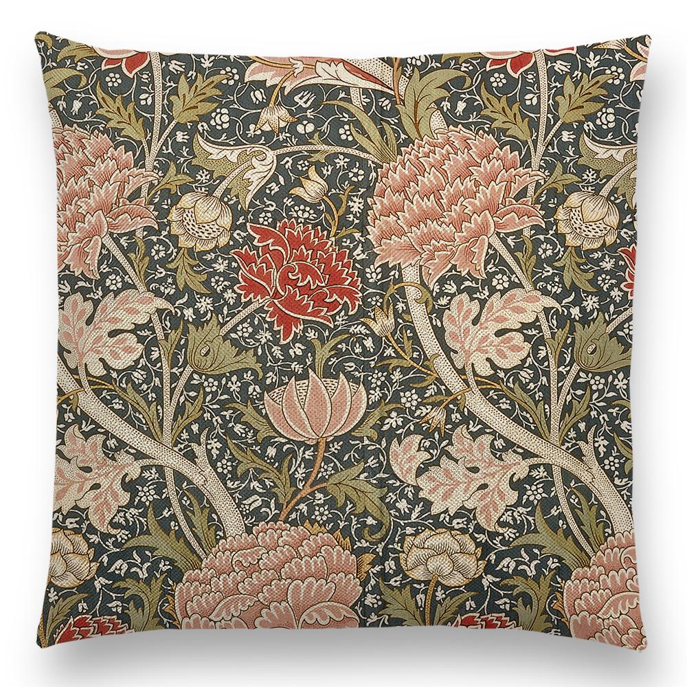 William Morris Thief Roter Kissenbezug, Leinen, Luxus-Überwurfkissen, Heimdekoration für Sofa, Wohnzimmer, Kissenbezug, 40 cm/45 cm/50 cm/60 cm