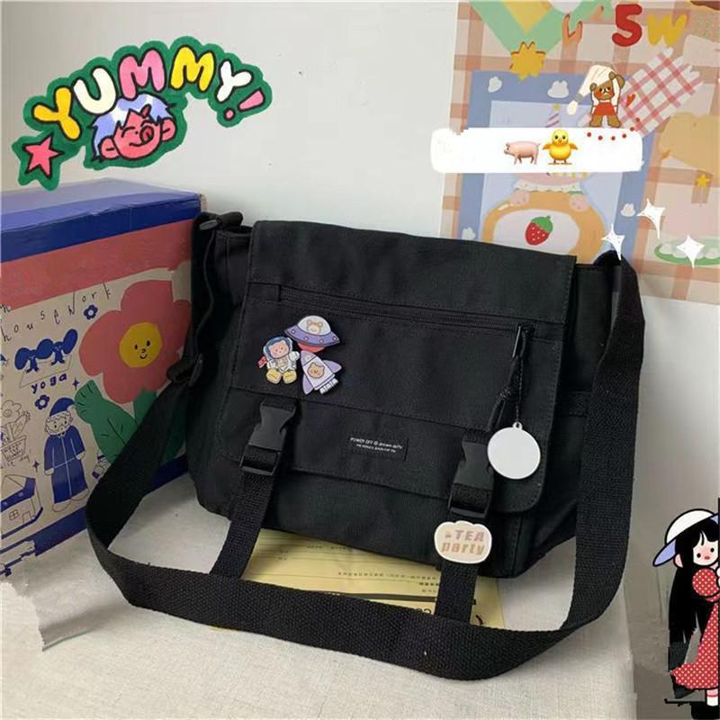 Harajuku Versatile Messenger Bag, Retro Street Crossbody Bag, Student School Canvas Bag,Casual Large Capacity Shoulder Bag