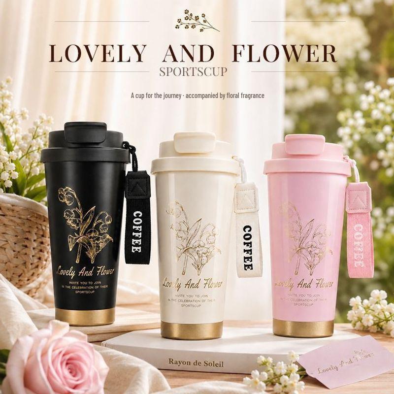 Lily of the Valley 500ml Unisex Stainless Steel Insulated Mug - Double-Wall Coffee Cup for Office