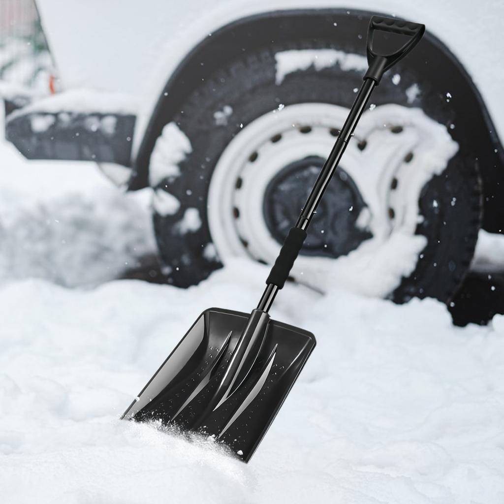 Adjustable Car Snow Shovel Large Capacity Portable Survival Shovel Lightweight Telescopic Ice Shovel for Home Garden Camping
