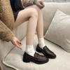 thick heel black British style small leather shoes women's shoes 2025 new spring and autumn one-pedal retro loafers single shoes