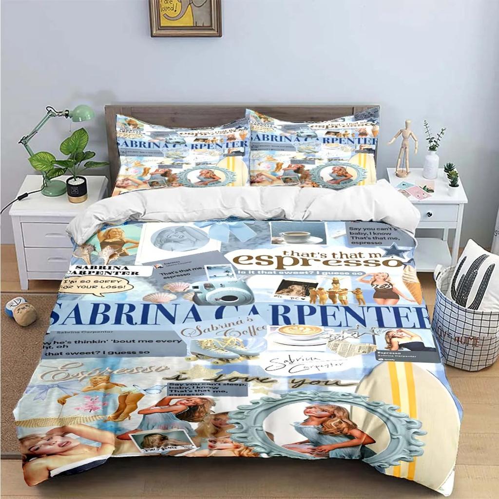 Comforter Pop Female Singer S-Sabrina Print Bedding Sets Exquisite Bed Supplies Set Bed Comforter Set Bedding Set Luxury Gift