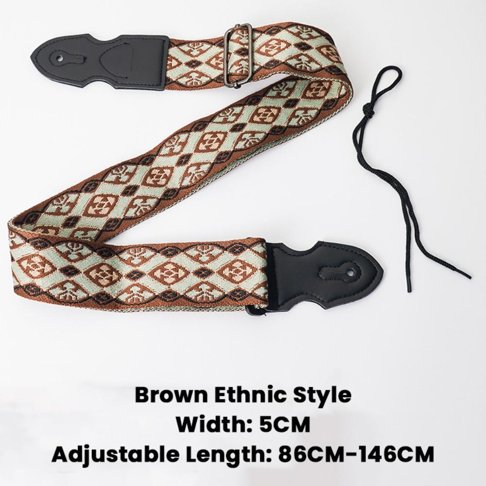 Ethnic Style Guitar Crossbody Strap Embroidery Ukulele Straps Belt Durable Guitar Strap Bass