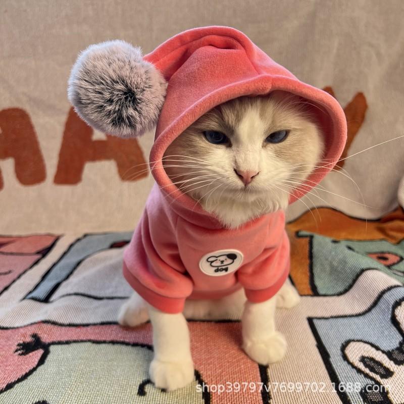 Double-Layer Thickened Soft Velvet Hooded Dog Cat Two-Legged Winter Coat Small Medium Large Breeds