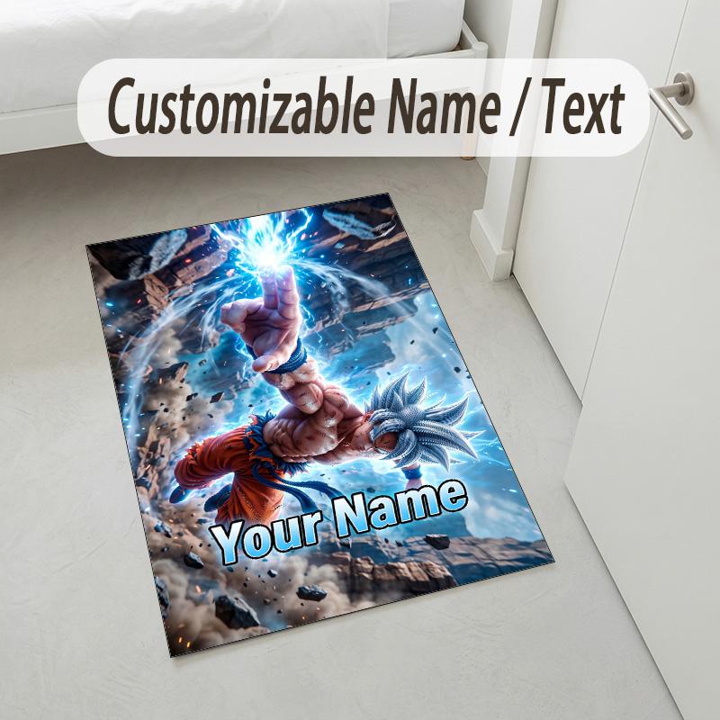 Personalized Crystal Velvet Carpet,Dragon Ball Custom Printed Name, Plush Area Rug For Home Indoor Decor