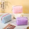 Minimalist Plaid Makeup Bag Zipper Closure Travel Toiletry Bag Cosmetic Bag  Students