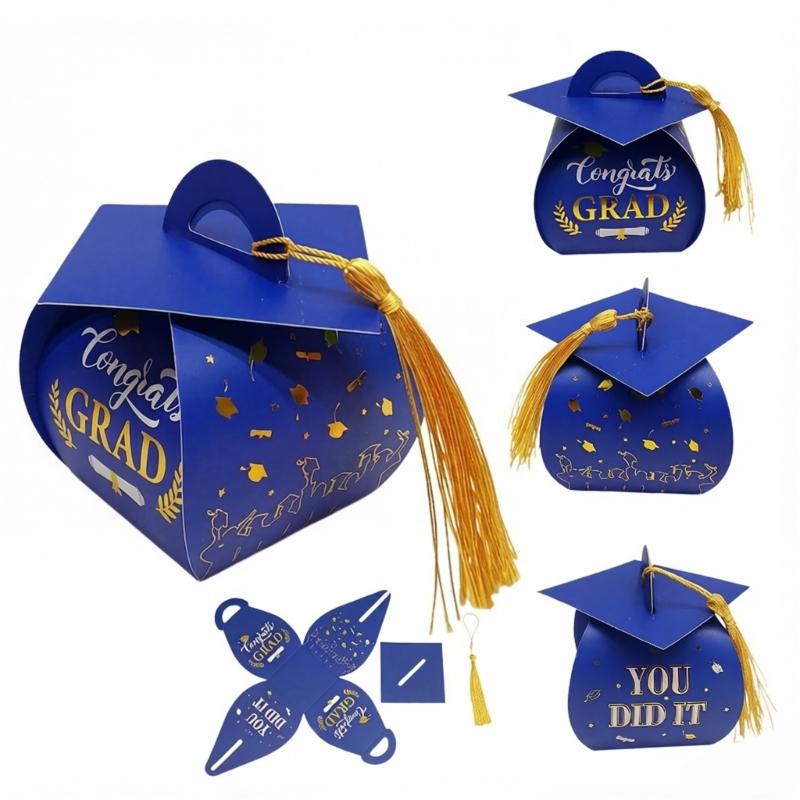 Unique Graduation Present Box Collection Stylish Color Treat Box Table Decoration For Awards And Souvenir