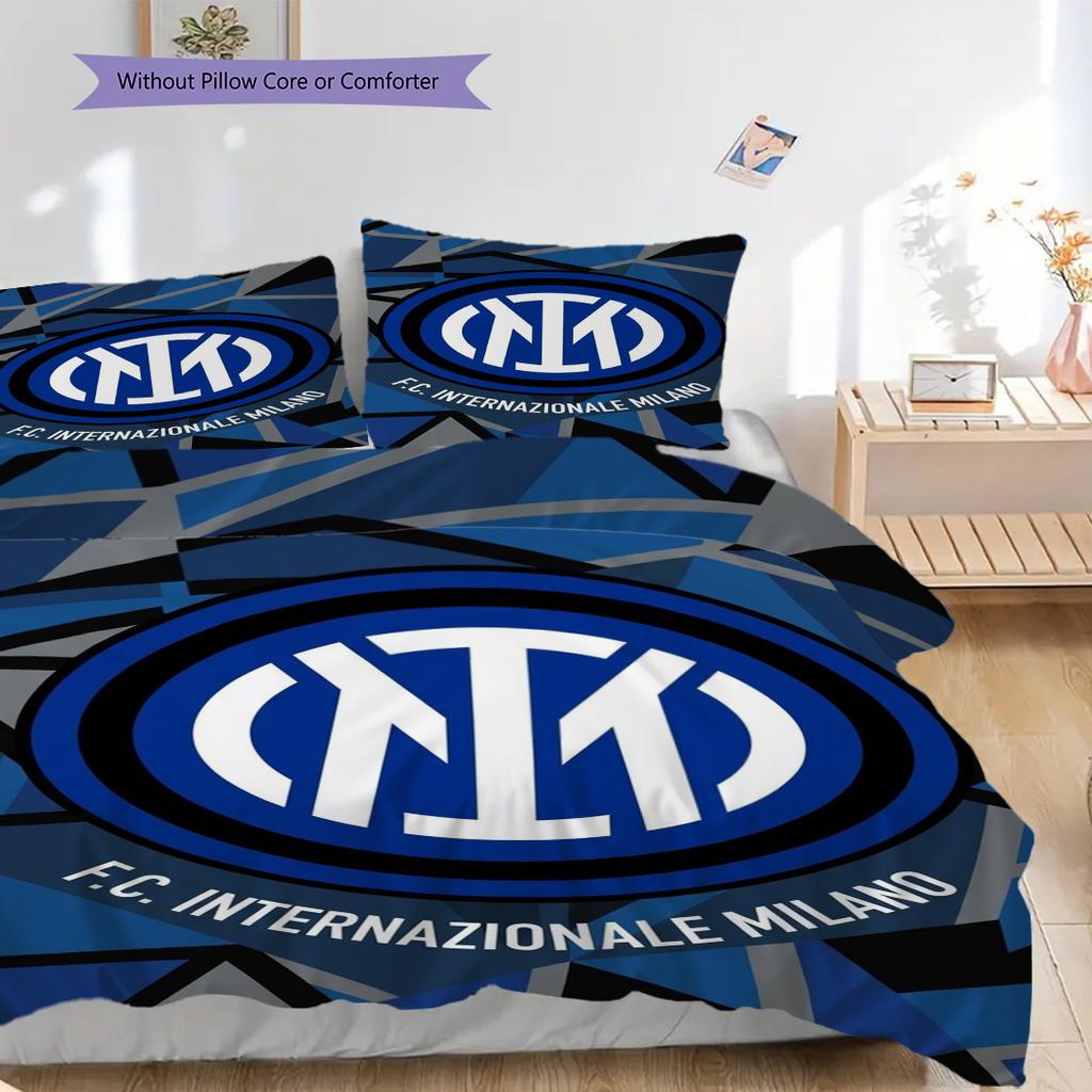 Biancheria da letto con design dello stemma dell'Inter (1 * copripiumino + 2 * federa, senza nucleo) Regalo di compleanno di Natale Set biancheria da letto Morbido e confortevole