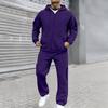 Men's Casual Two Piece Outdoor Set - Pullover Sweatshirt with Elastic Waist Cargo Pants