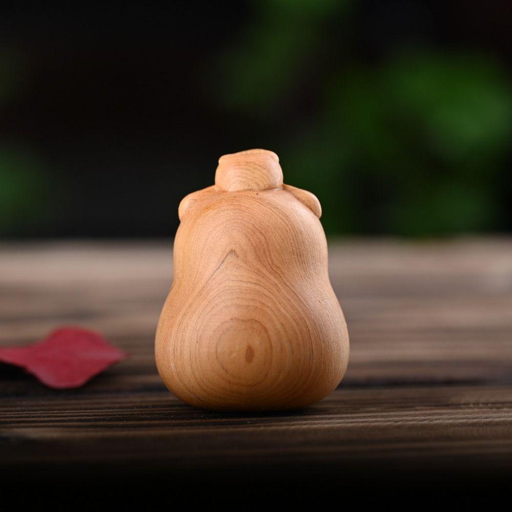 Cute Cartoon Capybara Desktop Figurine Handcrafted with Bell Collar Mini Animal Sculpture Wooden Carved Figurine Home Ornament