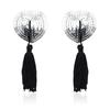 Self-Adhesive Nipple Covers Heart Shape with Sequins Black/Silver