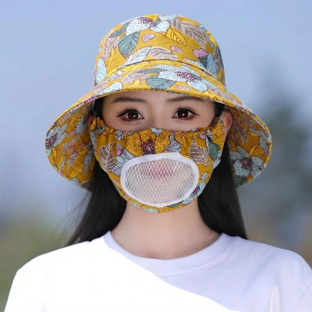 

Wide Brim Face Mask Sun Hat UV Protection Fisherman s Hat Tea Picking Work Hat Summer Outdoor A