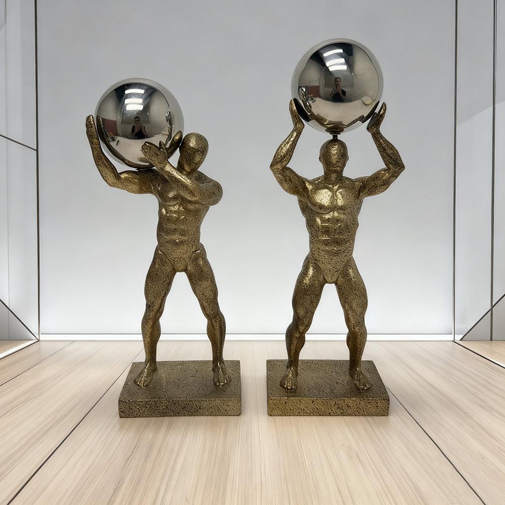 Abstract Moving Figure Resin Figurine Gymnastic Ball-carrying Figure Sculpture Handicraft Display Home Decoration Item