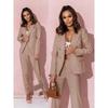 Ladies Solid Color Lapel Professional Suit Temperament Elegant Double-breasted Suits Women's Two-piece Set