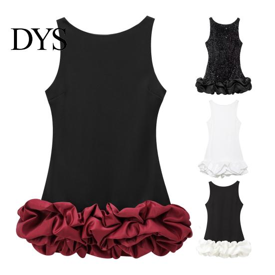 Necklaces Pairing Dress Women Sexy Mini Solid Color Slim Fit Female Sleeveless Pleated O-neck Backless Holiday Party Short Fashionable Hem
