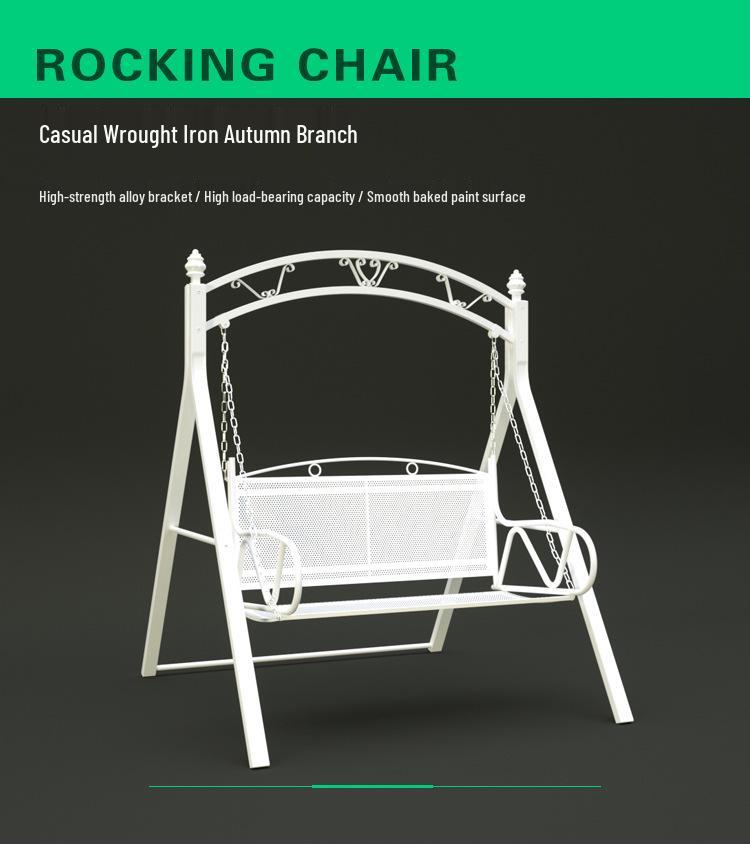 Wrought Iron Hanging Chair: Double Swing for Kids and Adults, Indoor & Outdoor Use, Ideal for Balcony or Courtyard.