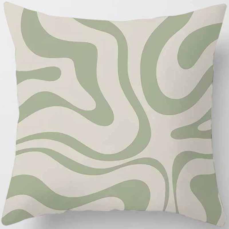 Green-tone Printed Square Pillowcase, Home Decoration, Car Sofa Cushion Cover