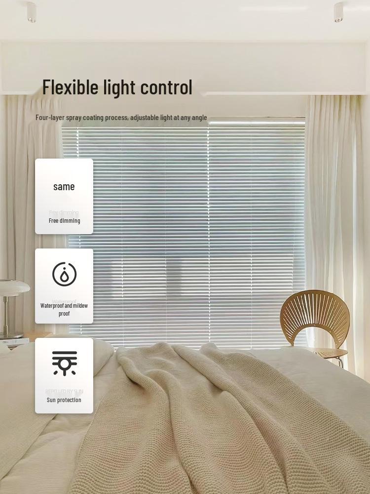 Smart Electric Aluminum Venetian Sunshade Curtains, Mijia APP-Connected for Remote Control in Kitchens and Bathrooms.