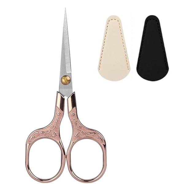

5 Inch Small Sewing Scissors Embroidery Vintage Scissors with Leather Covers Stainless Steel Sharp Blade Shear for Sewing Craft