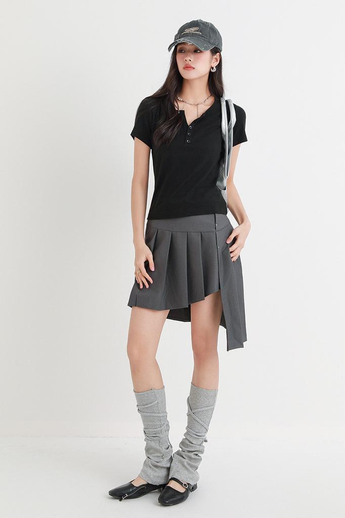 Summer Women Short Sleeve T Shirt With Half Open Collar For Casual And Office Wear