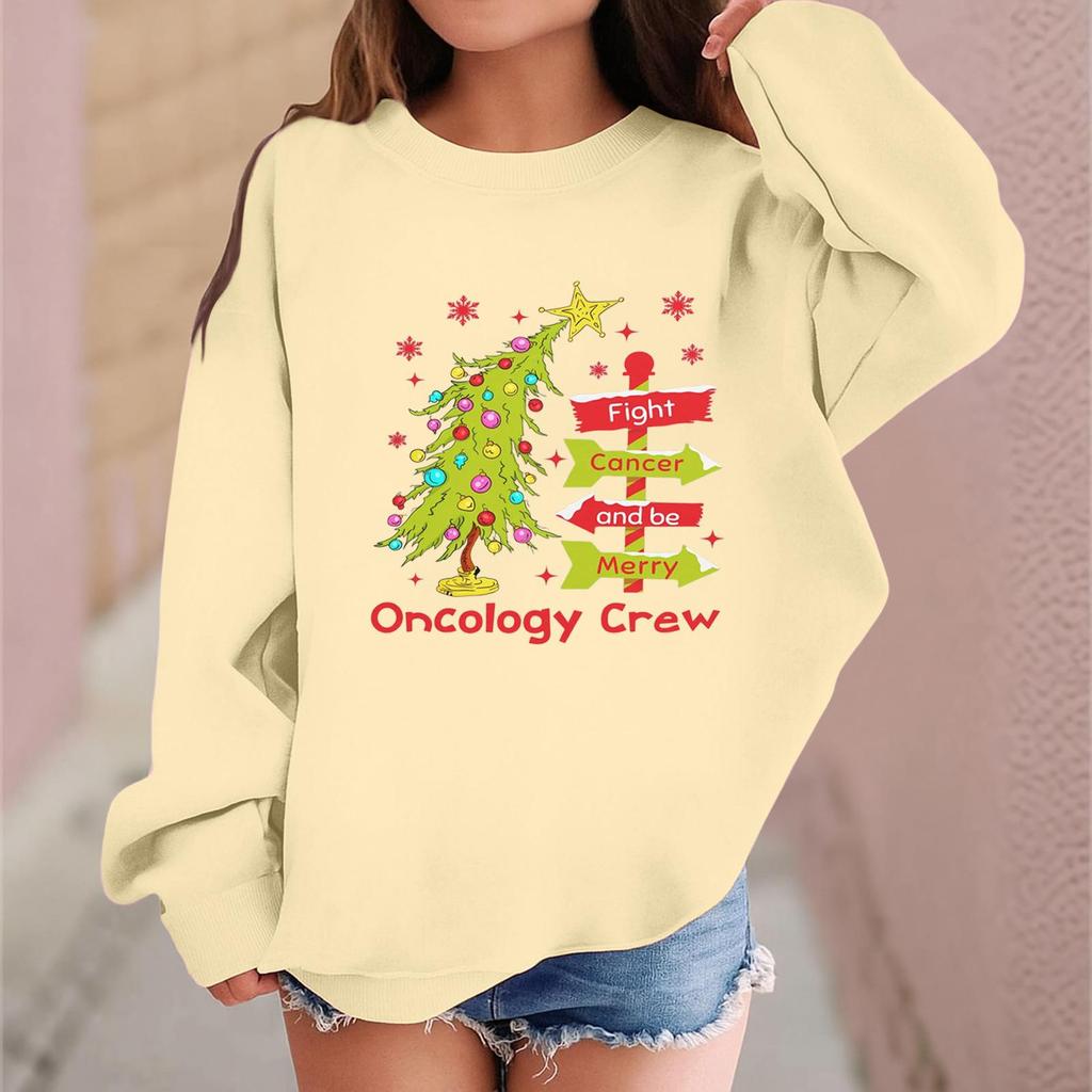 Children's Fashionable Casual Long-sleeved Loose Christmas Print Pullover Sweatshirt