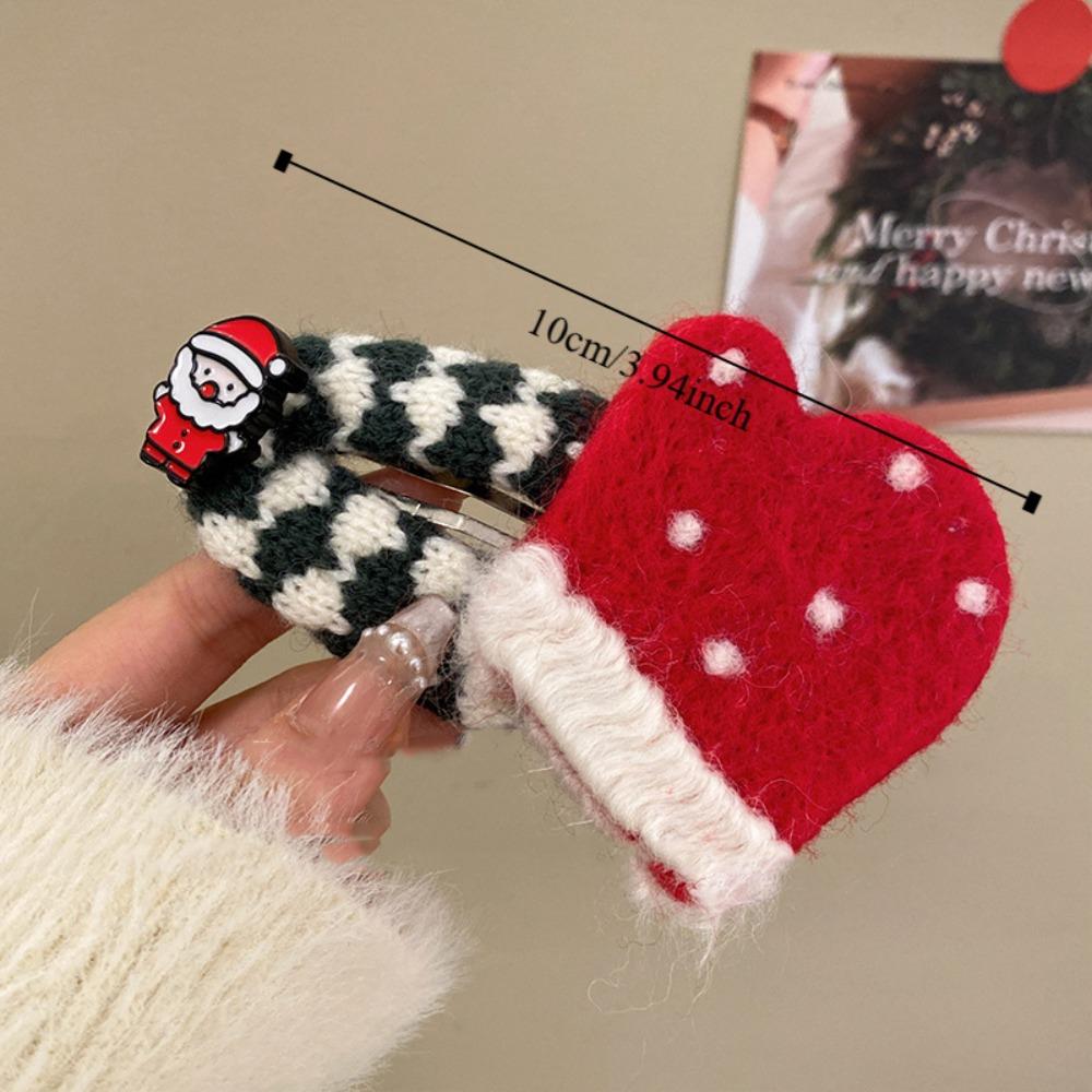 Cute Cartoon Christmas Tree Hair Clip Elk Sweet Santa Claus Hairpin Felt Headwear Xmas Wool Barrettes Girls