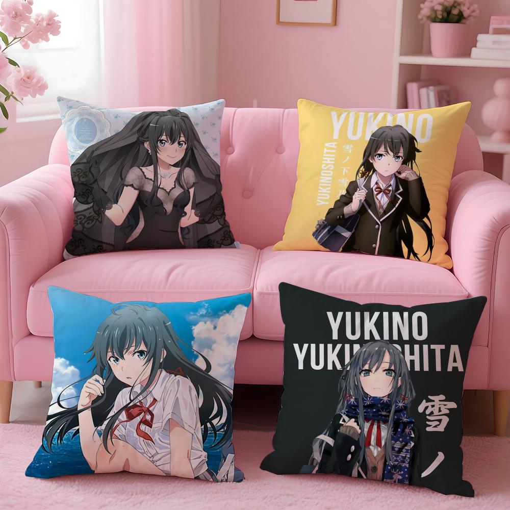 Anime Y-Yukinoshita Y-Yukino Cushion Cover Comfortable Reversible Pillow Cover Ideal for Car Sofa Bedroom & Beyond