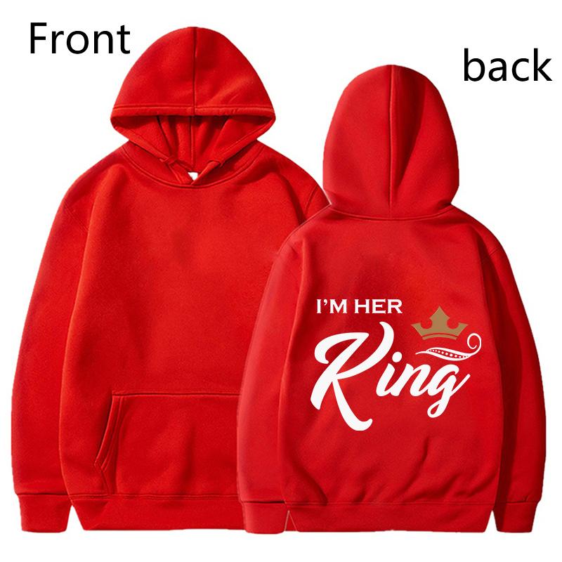 Fashion King & Queen Couple Hoodies Long Sleeve Pullover Couples Matching Outfits Streetwear Lovers Clothes Valentine Day Gifts