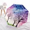 1pc night sky trees Automatic Folding Umbrella, Heavy Duty 8 Rib Iron Frame,  Suitable for Travel, Daily Use, Birthday, Decor Gift  04