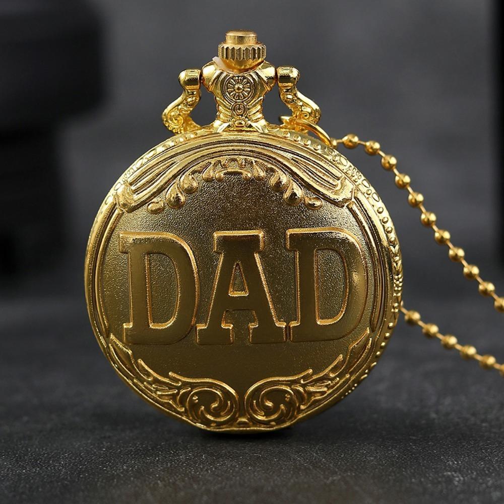 2pcs/set, Fashion Classic Men's Pocket Watches, Vintage Mens 'DAD' Quartz Pocket Watch Men Necklace Watch, Ideal Choice for Gifts To Father.