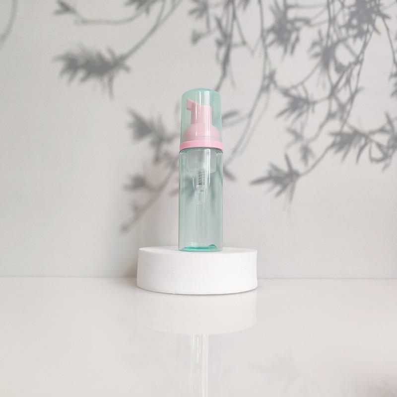 60ml Portable Transparent Green Facial Cleanser Foaming Bottle