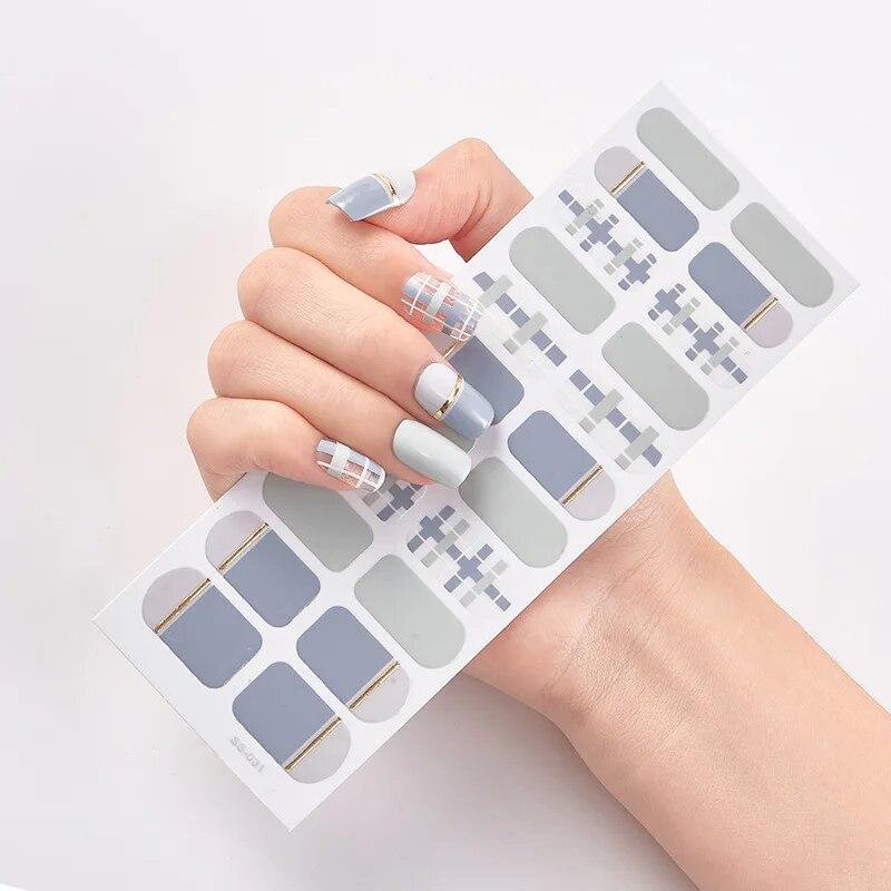 Baking Free Fashionable Blue Diamonds Nail Art Stickers Collection Manicure DIY Nail Polish Strips Wraps for Party Decor