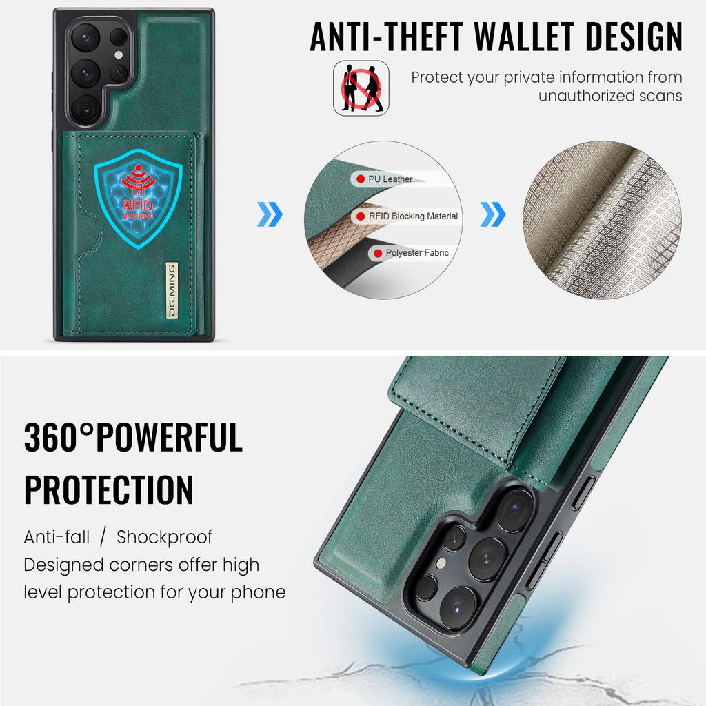 DG.MING M6 Series For Samsung Galaxy S25 Ultra Case Magnetic Wallet PU+PC+TPU Phone Cover