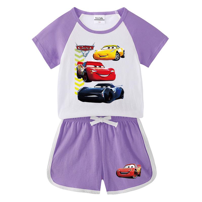 Letni komplet dwuczęściowy dla chłopca: T-shirt z krótkim rękawem i spodenki - casualowy strój sportowy