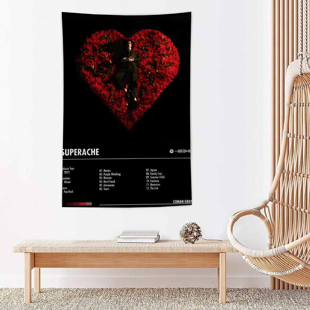 Music Singer CConan Gray Tapestry Microfiber Wall Hanging For Bedroom Living Room Decor Outdoor Festival Garden Bar Background 74x94cm(29x37in)