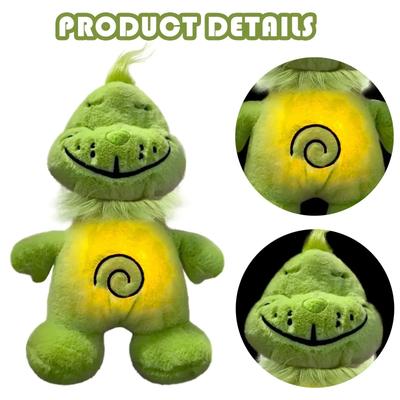 Green Shagy Anime Plush Toy Breathing Companion Doll Glowing Belly Stuffed Animal Peripheral Holiday Gift for Kids