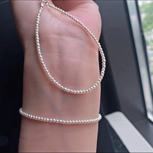 Französisches Retro S925 Sterling Silber Perlenarmband: Hochwertiges, schlichtes, vielseitiges Design