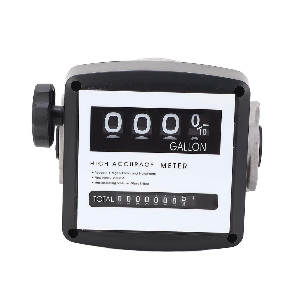 Aluminum Mechanical Fuel Flow Meter 4 Digit Pump Flow Meter Gallon High Accuracy Easy Reading