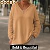 Women's Fashion Casual Solid Color Print Long Sleeve V Neck Blouses & Shirts