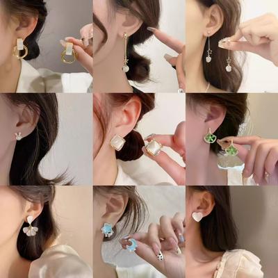 Diamond-set Love Opal Stud Earrings Design High-end Summer Earrings Niche Light Luxury High-end Versatile Earrings Jewelry